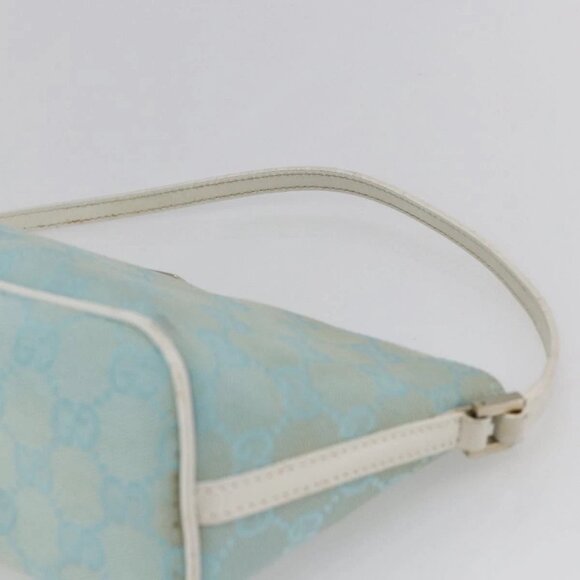 GUCCI GG Canvas Accessory Pouch Light Blue White Auth ki6051 - Picture 9 of 16